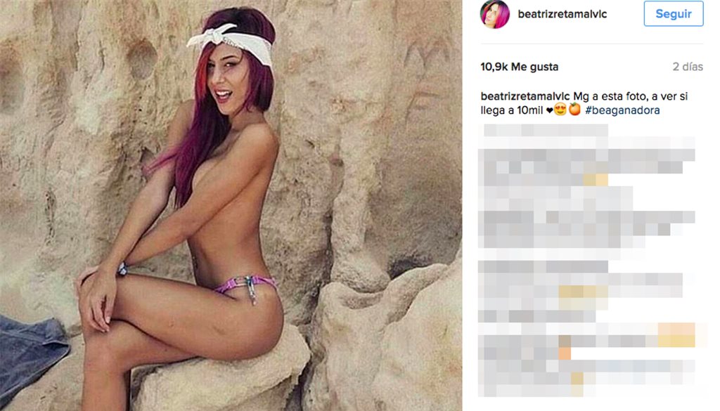 Una foto en topless de Bea de GH17 promociona a la concursante