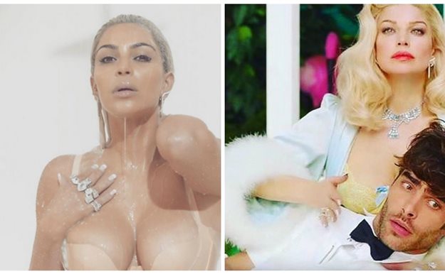Kim Kardashian se ducha en leche en el último vídeo de Fergie