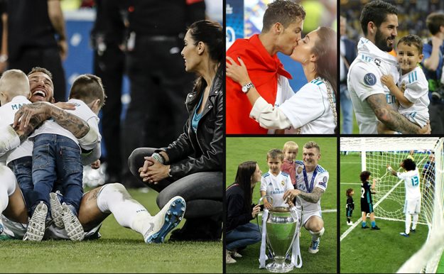 Los jugadores del Madrid celebran con sus hijos la Champions número 13