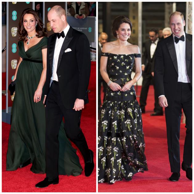 Los looks de Kate Middleton en los Premios Bafta de 2017 y 2018