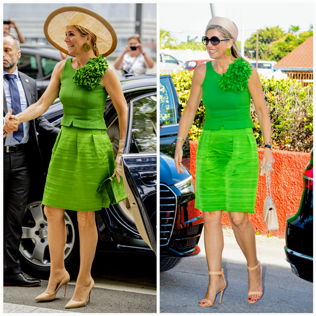 Máxima de Holanda vestido verde reciclado