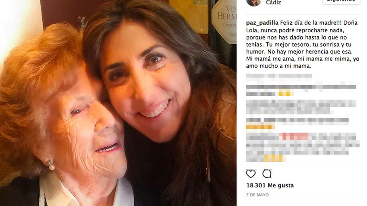 Fallece la madre de Paz Padilla, Dolores Díaz, a los 91 años 