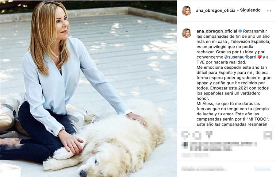 Ana Obregón en una publicación de Instagram tras anunciarse que presentará las Campanadas de TVE