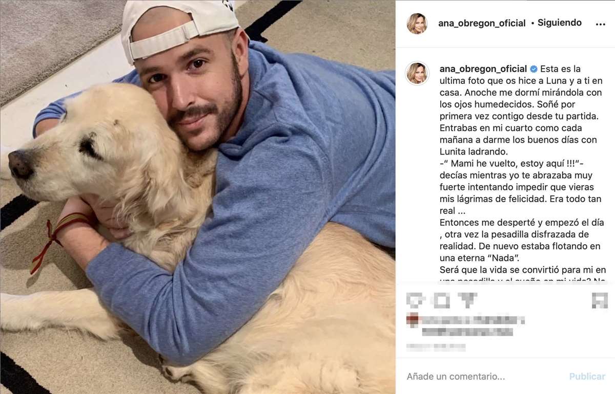 Ana Obregón recuerda a su hijo Alex Lequio y a su perra Luna en Instagram