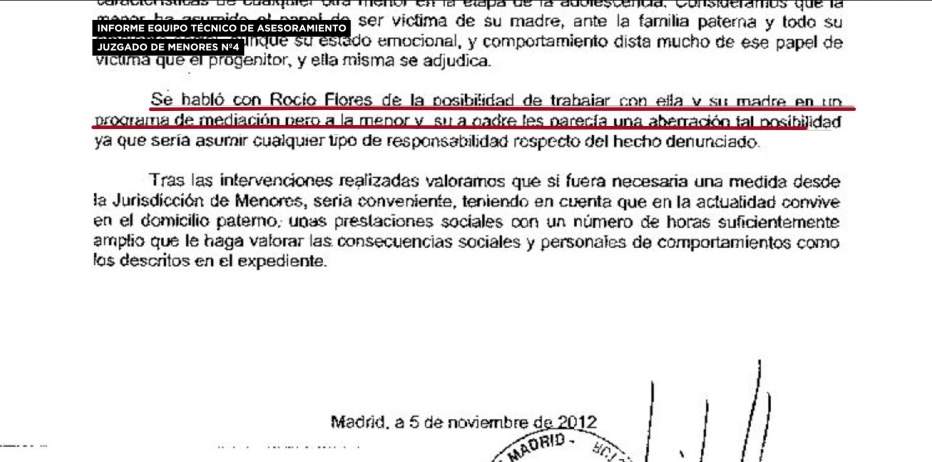 Informe del Juzgado de Menores presentado por Rocío Carrasco