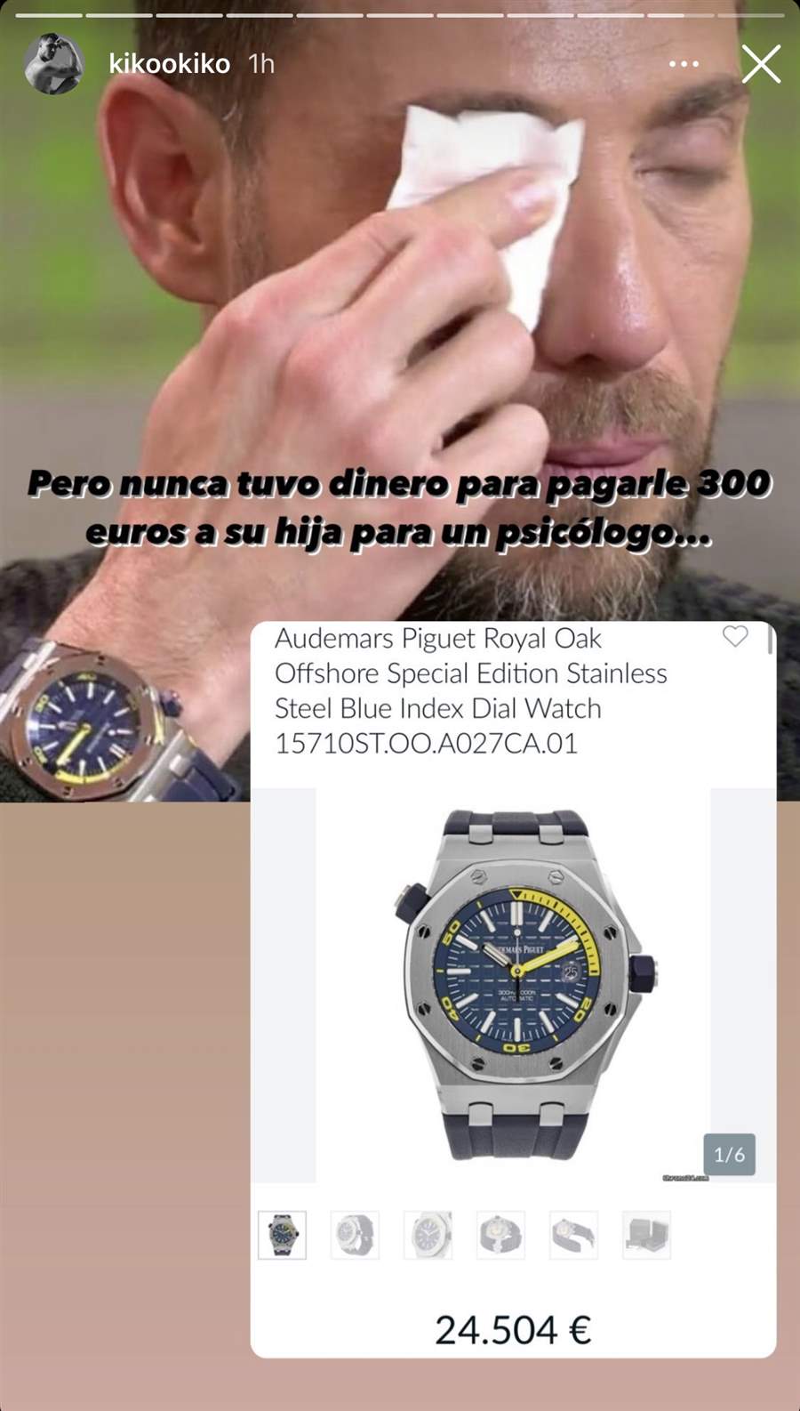 Kiko Jiménez muestra el reloj de alta gama de Antonio David Flores