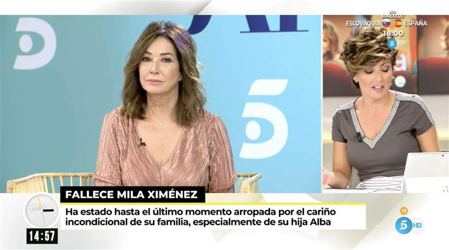 Ana Rosa Quintana con Sonsoles Ónega afectada por la muerte de Mila Ximénez