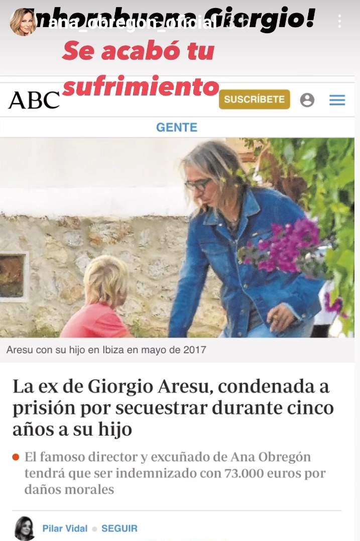 Ana Obregón felicita a su excuñado