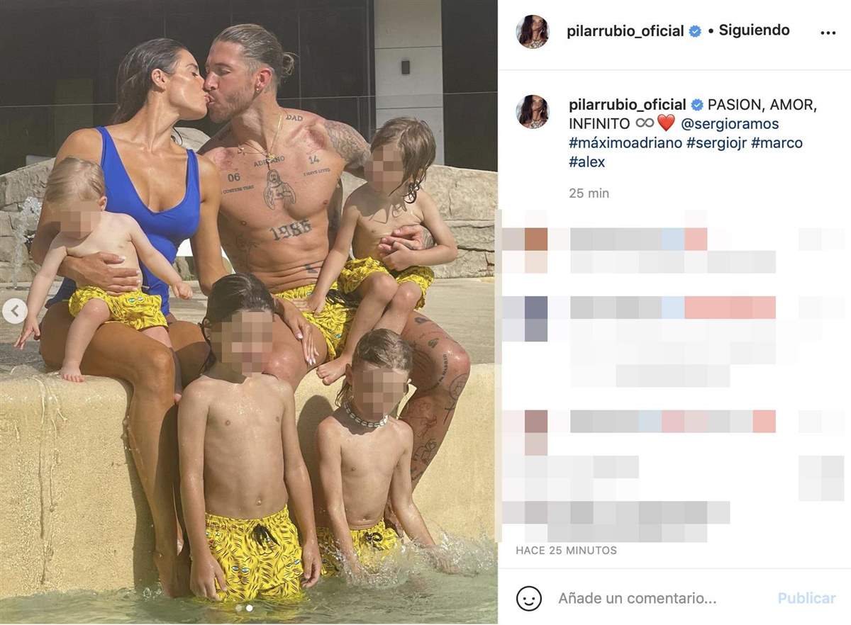 pilar rubio Sergio Ramos hijos en bañador