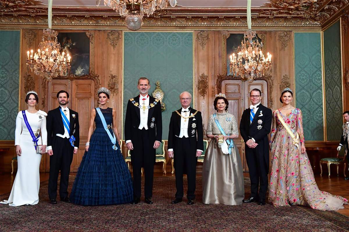 Los reyes en la cena de gala en Suecia