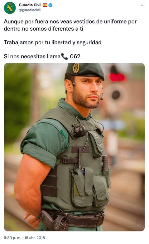 La foto de Jorge Pérez con el uniforme de la Guardia Civil que cambió su vida para siempre