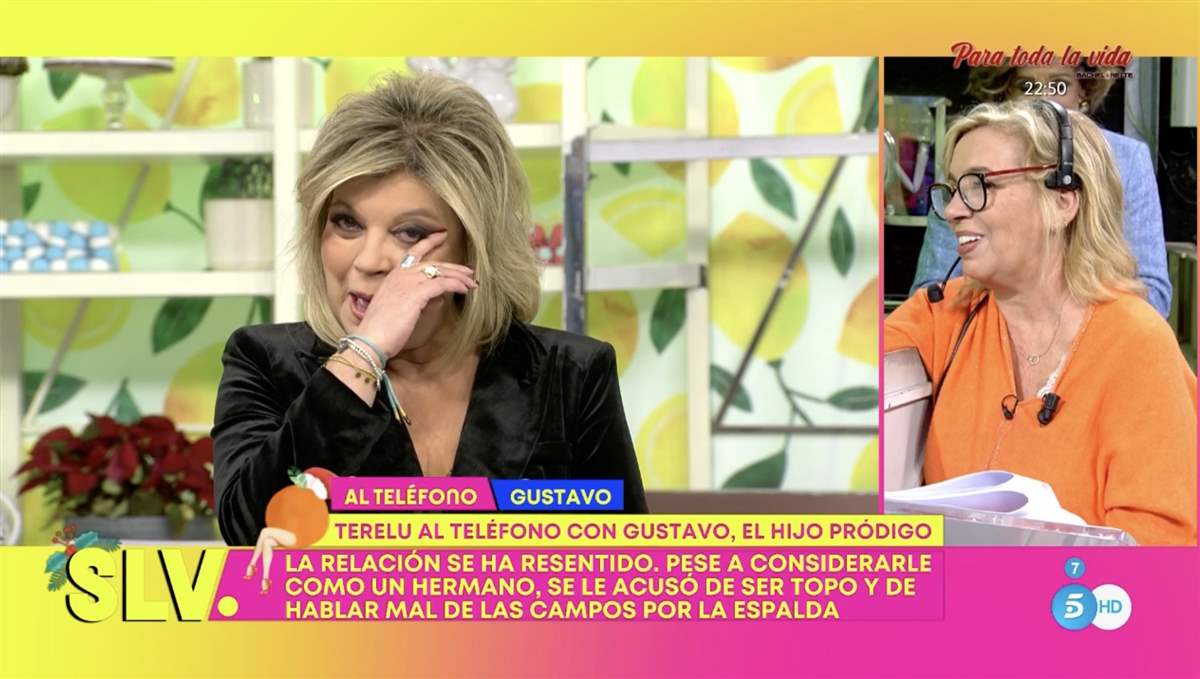 Terelu Campos llora al recibir la llamada de Gustavo el chófer de María Teresa Campos