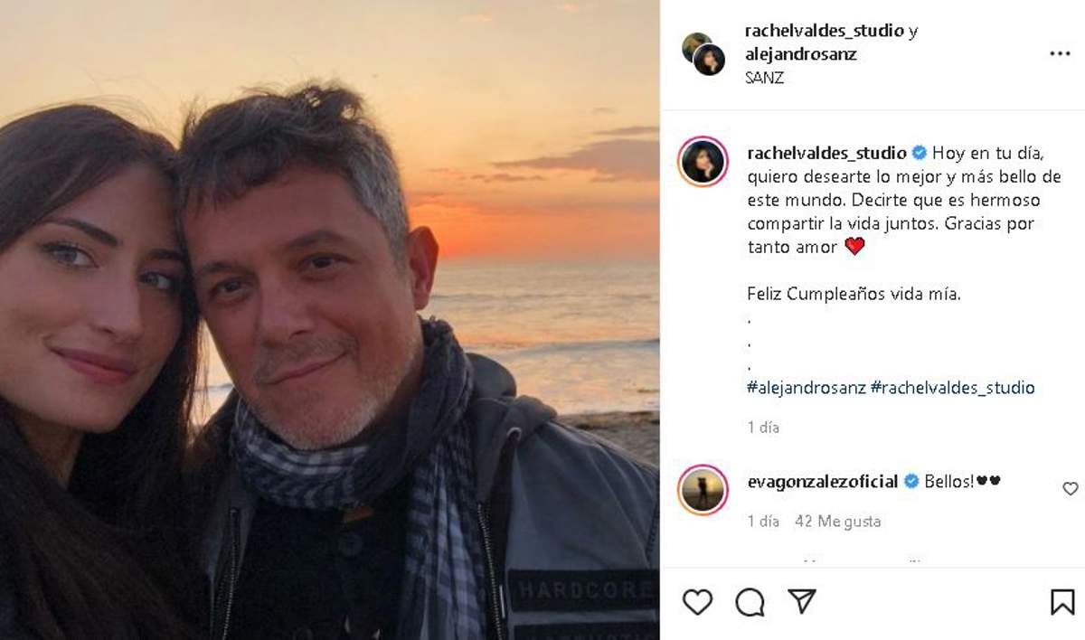 El mensaje cargado de amor de Rachel Valdes a Alejandro Sanz por su 53 cumpleaños