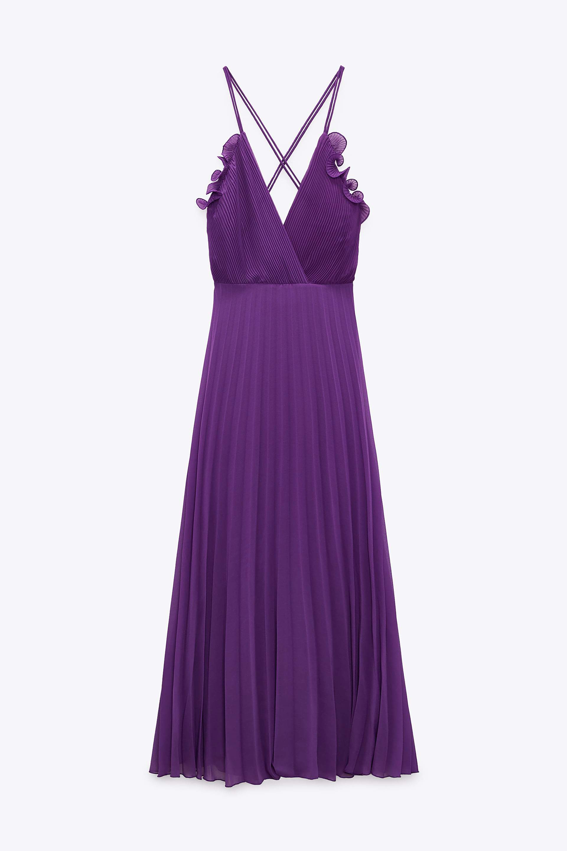 Vestido lila plisado de Zara