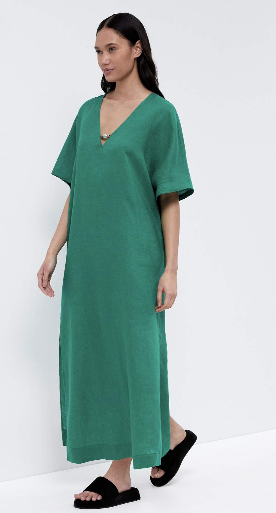 Vestido túnica verde de Oysho