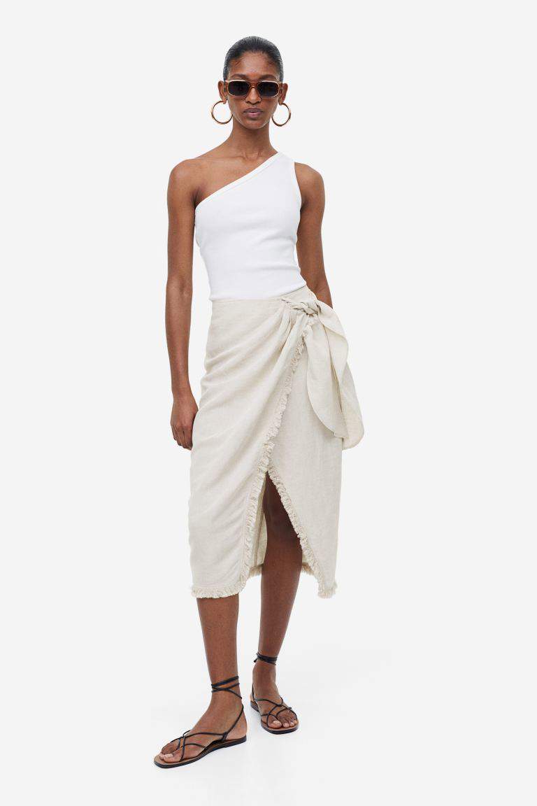 Falda cruzada de lino de H&M