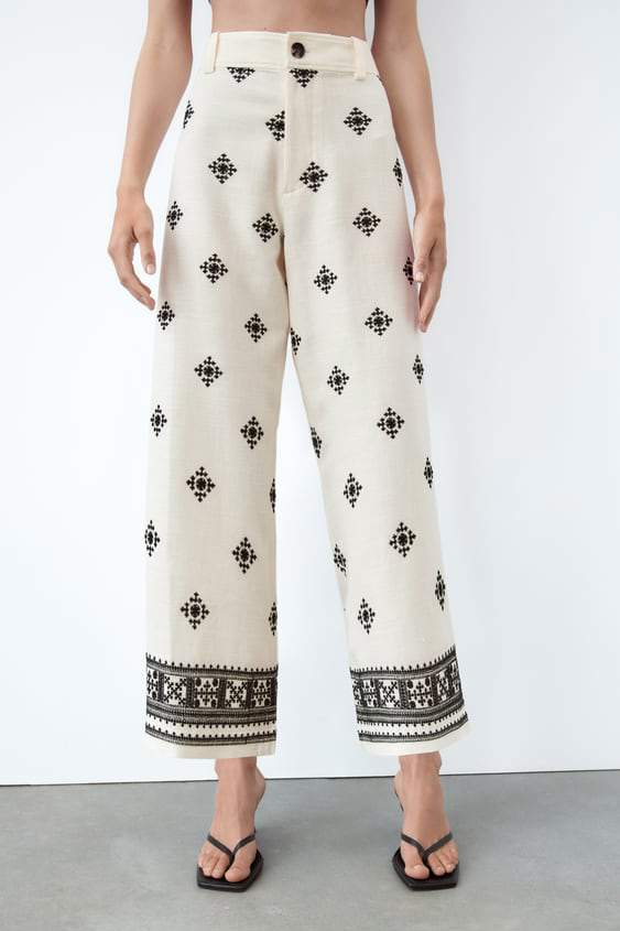 Pantalón estampado de lino