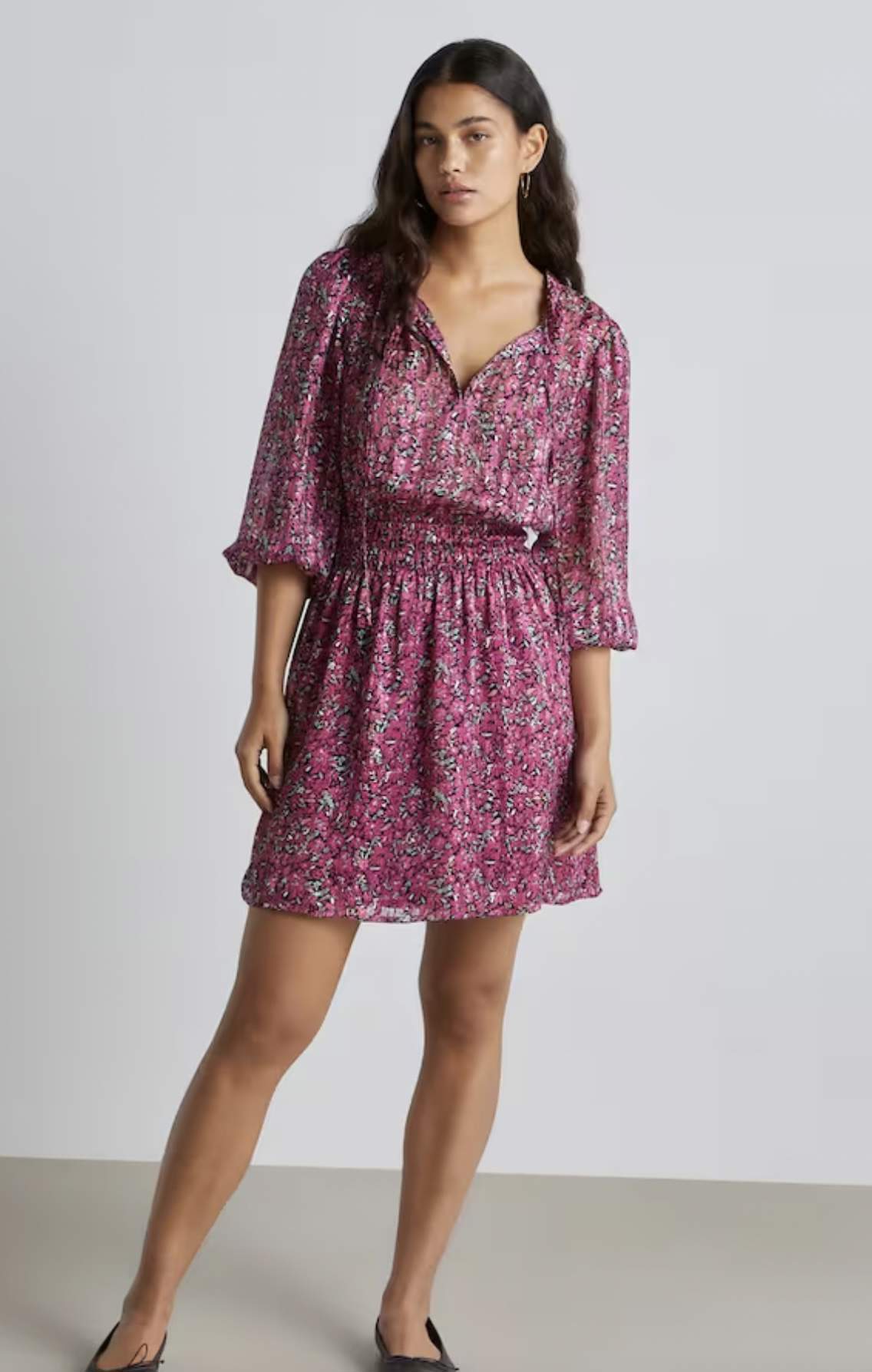 Vestido de manga larga con print floral