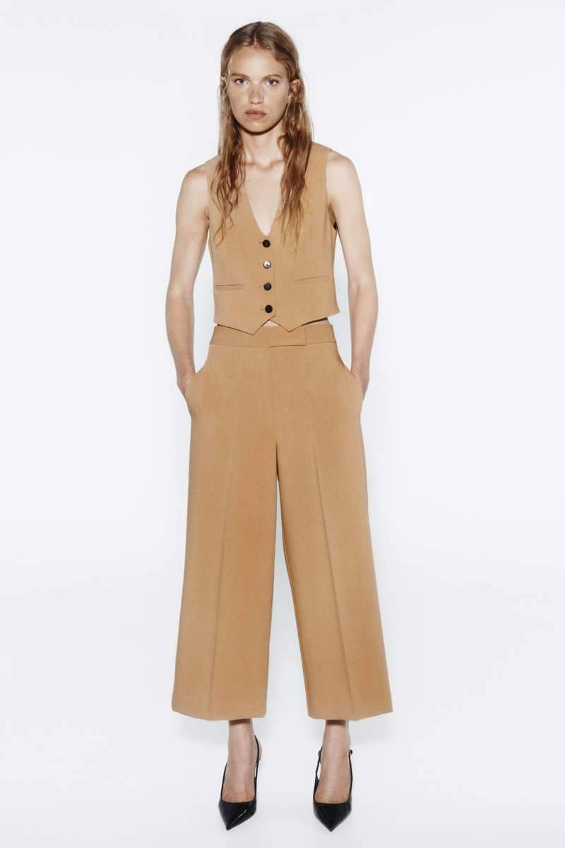 Pantalones culotte con bolsillos