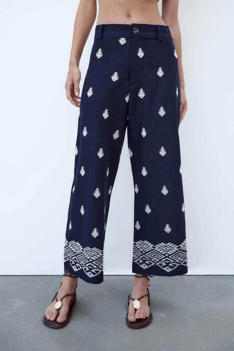 Pantalones culotte con bordados