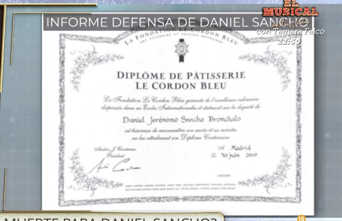 Segundo diploma de Daniel Sancho 