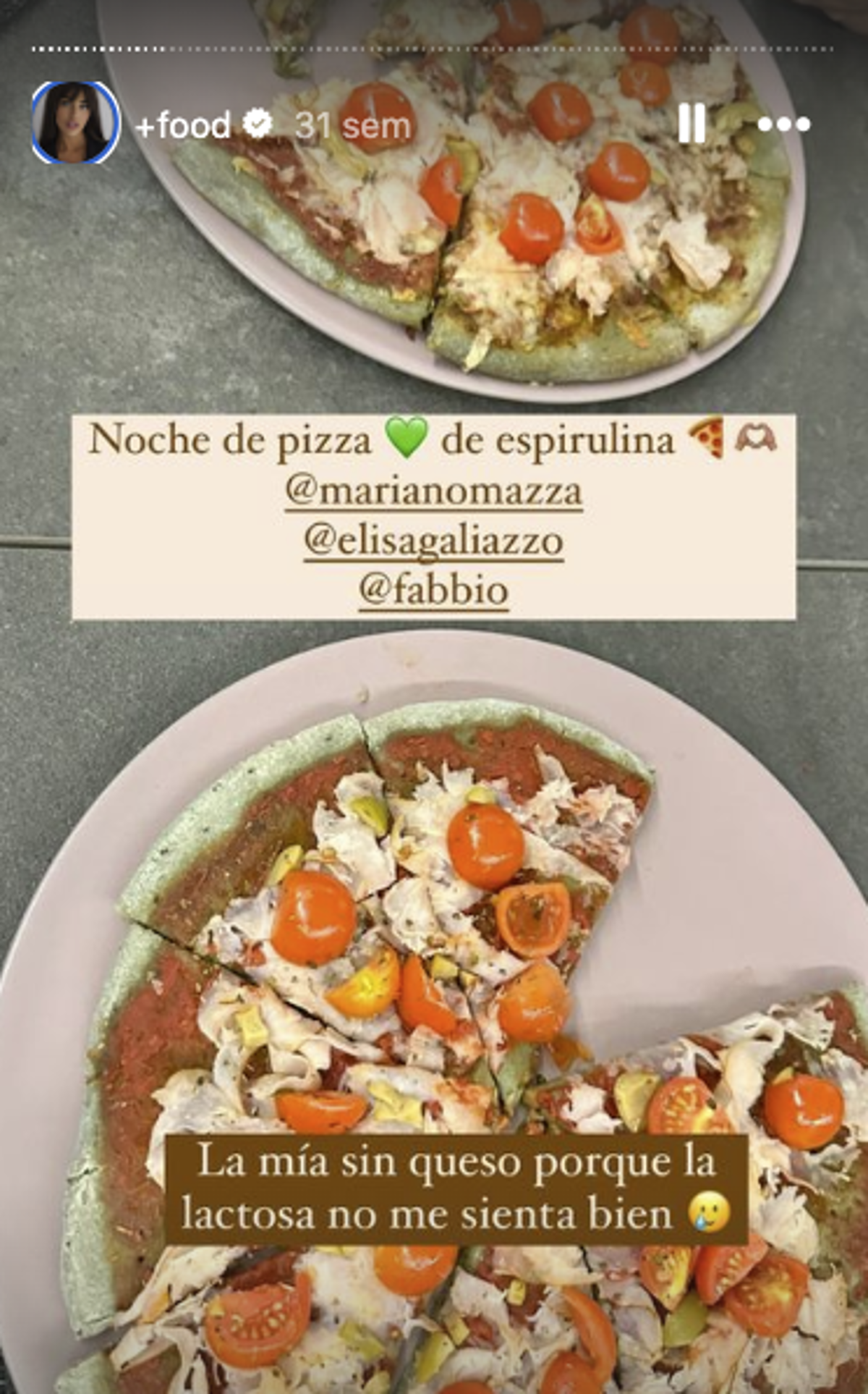 Pizza de espirulina Violeta Magriñán