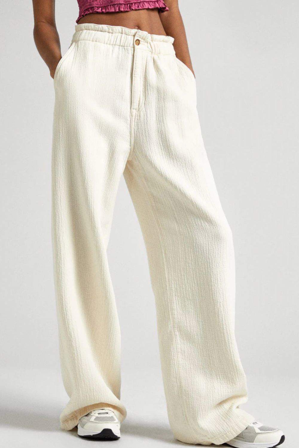 Pantalón ancho en tejido denim con cintura elástica de Pepe Jeans