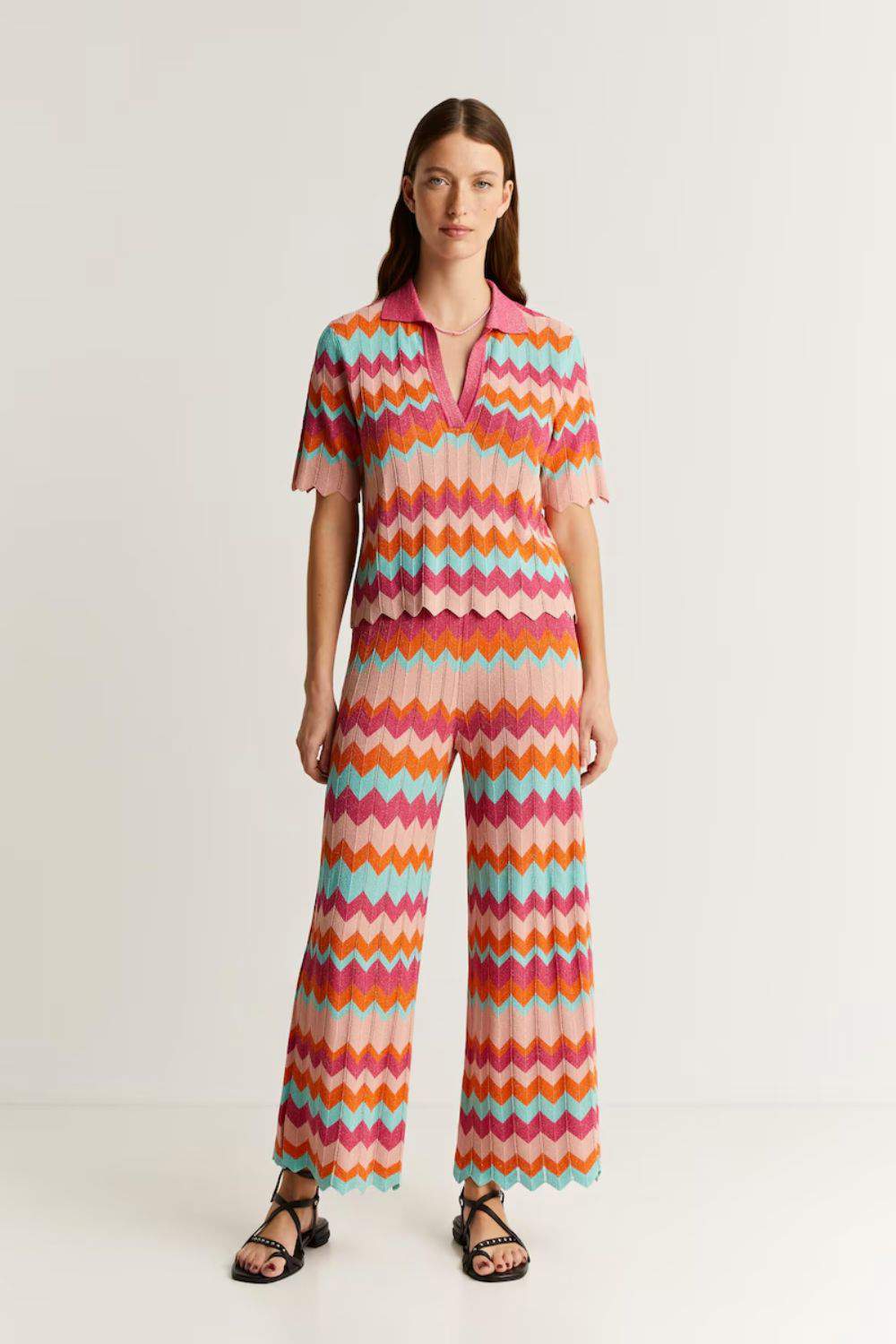 Pantalón palazzo y anchos de mujer con estampado de rayas en multicolor de Scalpers