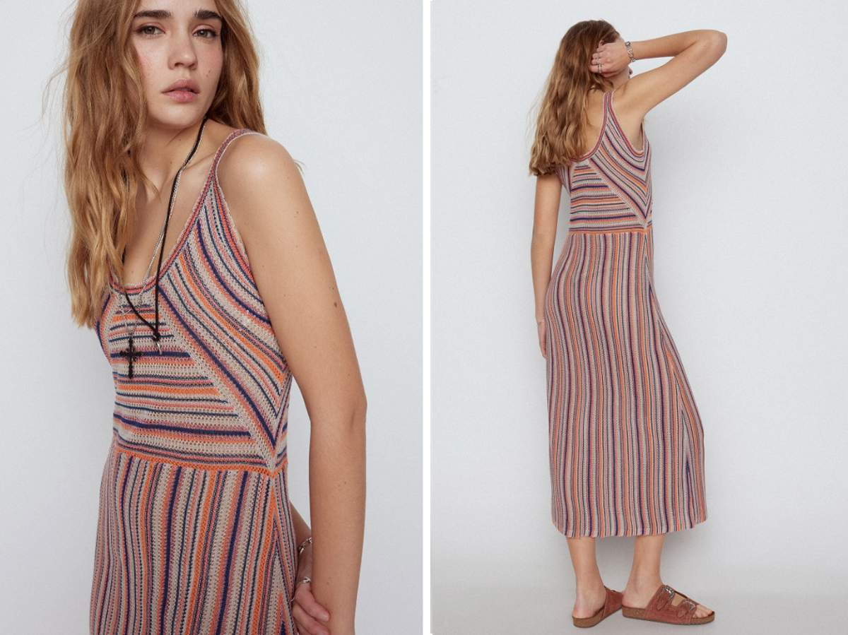 Slowlove vestido largo punto multicolor.