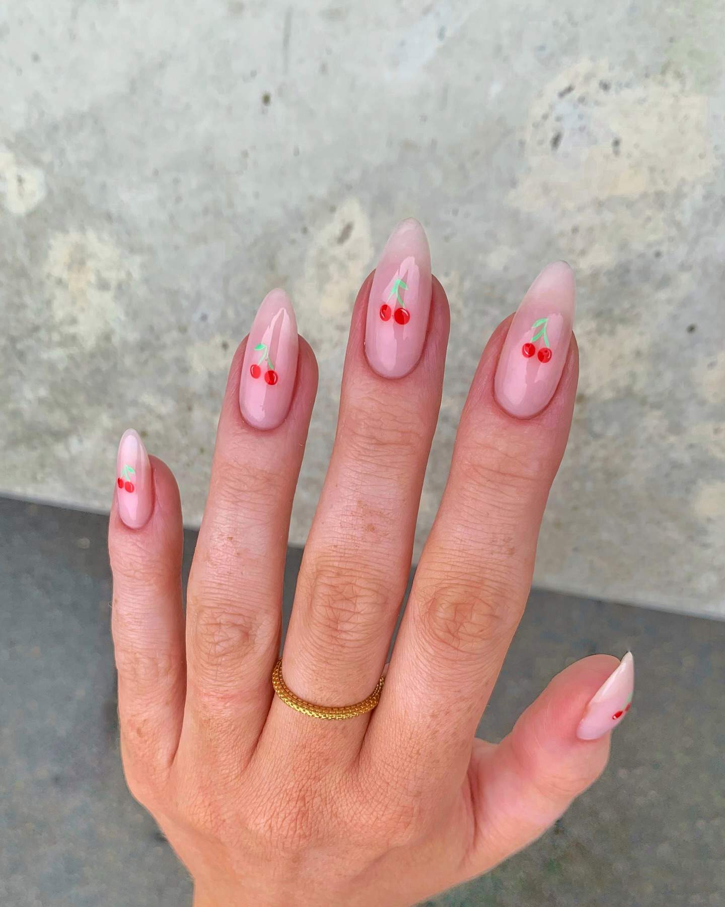 Cherry milky nails