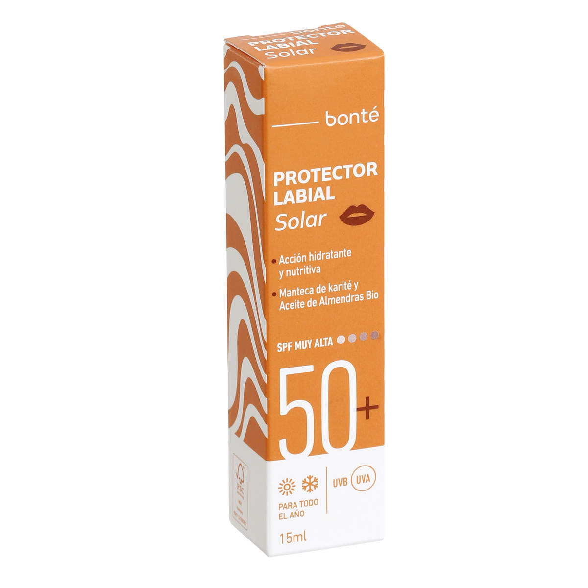 Protector Labial Solar SPF50 + de bonté, 2,99€.