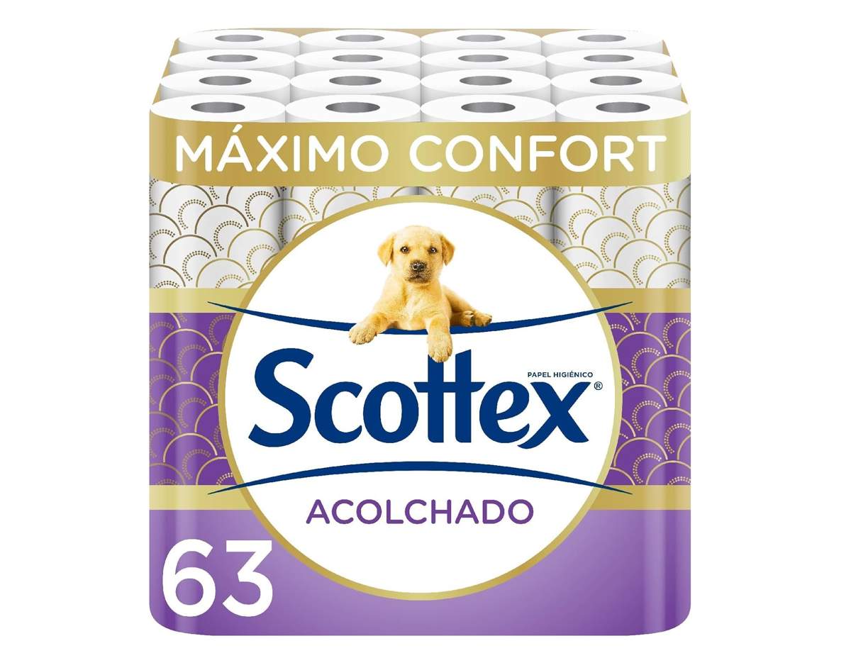  Scottex Acolchado Papel Higiénico 63 rollos con 3 capas