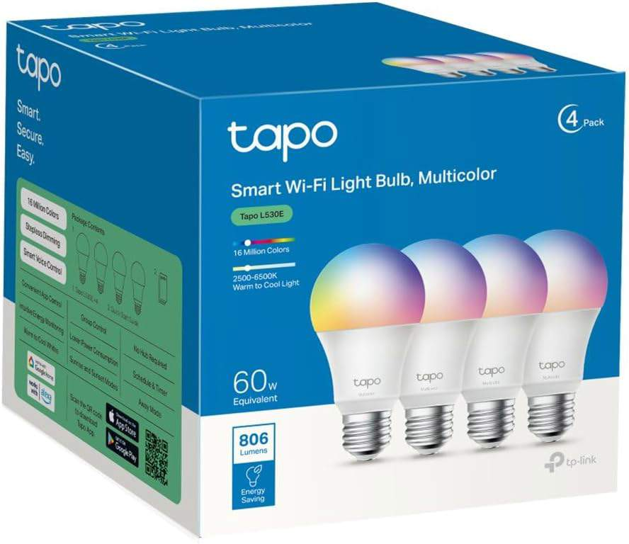  TP-Link Tapo L530E 4-Pack - Bombilla LED inteligente Wi-Fi