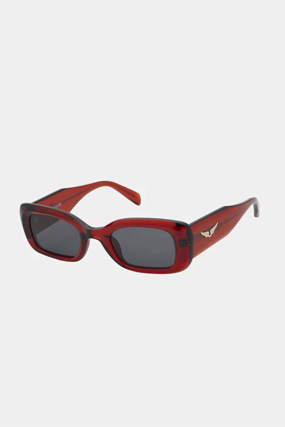 Gafas de sol de mujer rectangulares de acetato en rojo