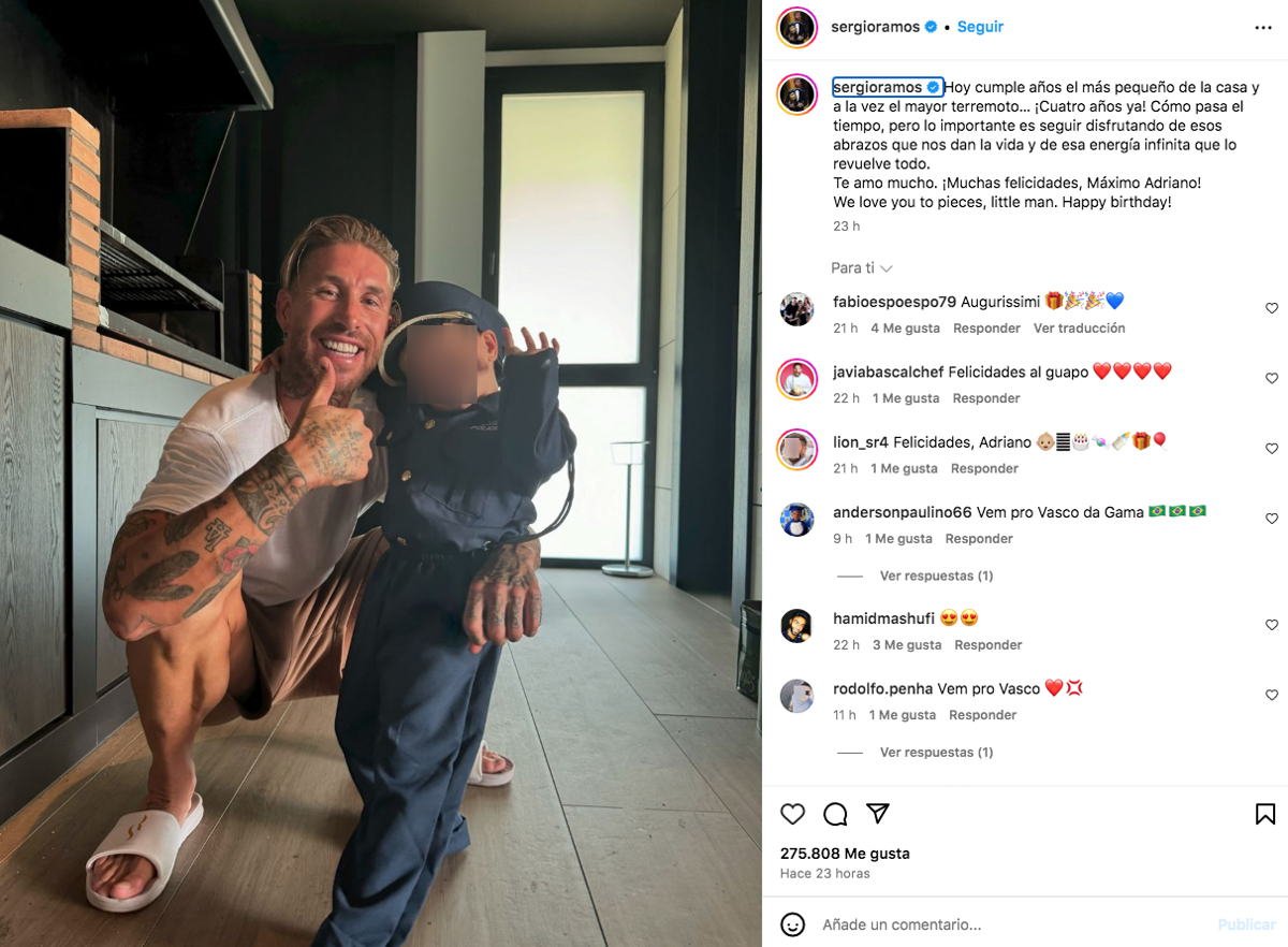 Sergio Ramos y su hijo menor