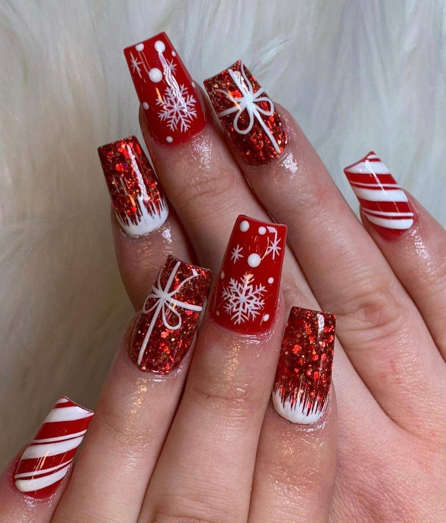 Uñas de Navidad cuadradas