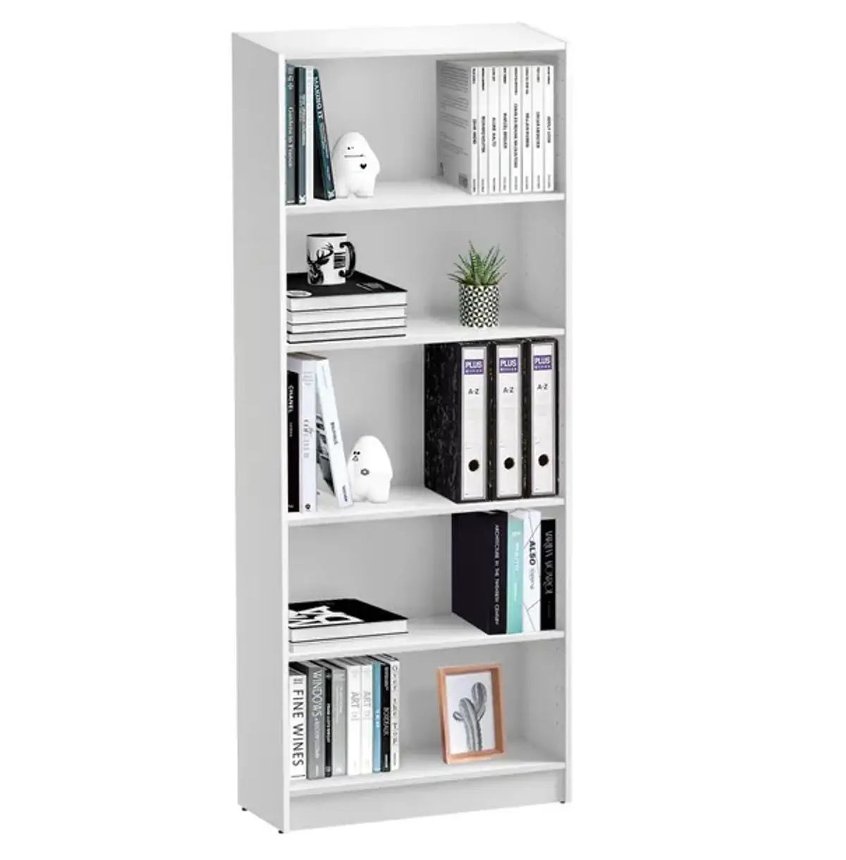 Librería estantería con cuatro baldas SPACEO HOME blanco 80x200x30 cm