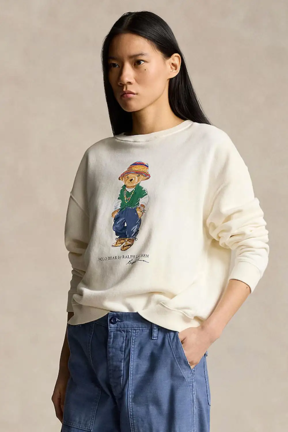 Sudadera de mujer de cuello redondo con Polo Bear