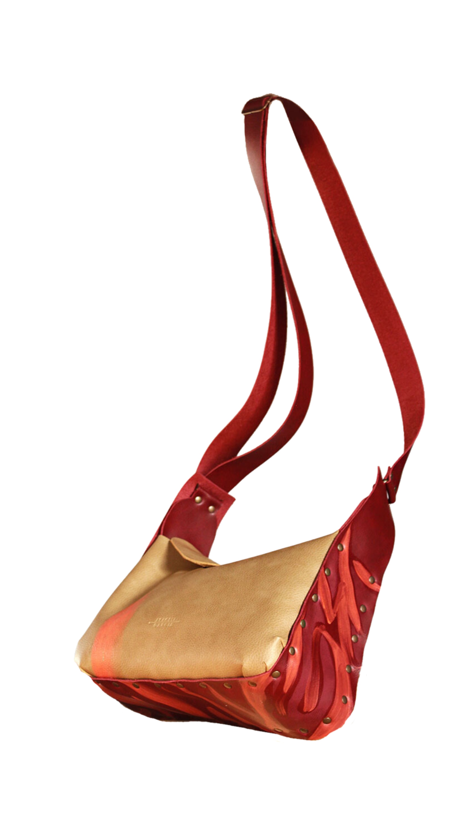 Bolso camel y rojo