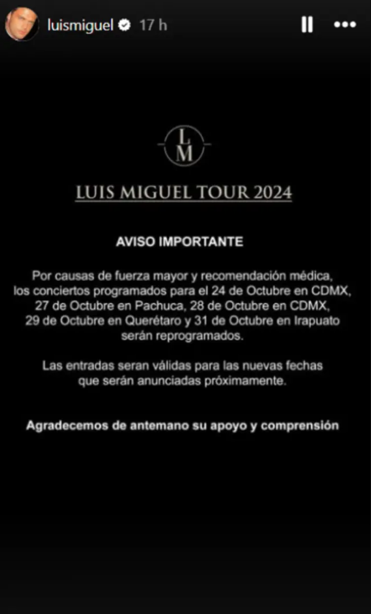 Comunicado de Luis Miguel