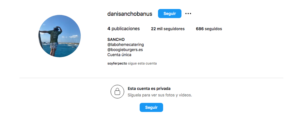 Cuenta de Instagram de Daniel Sancho