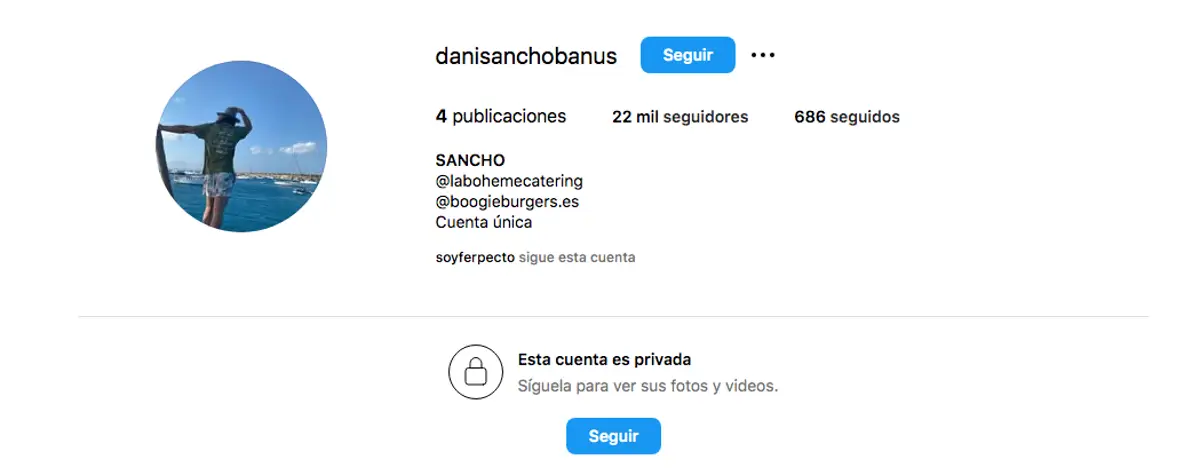 Cuenta de Instagram de Daniel Sancho