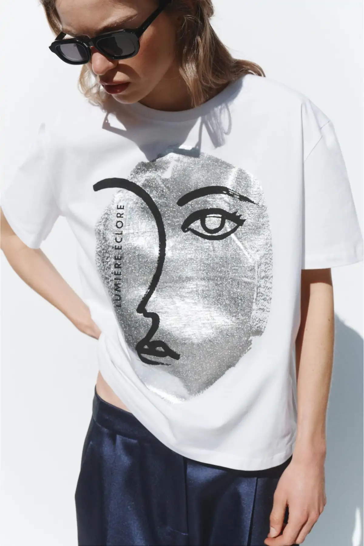 T-shirt with metallic graphic