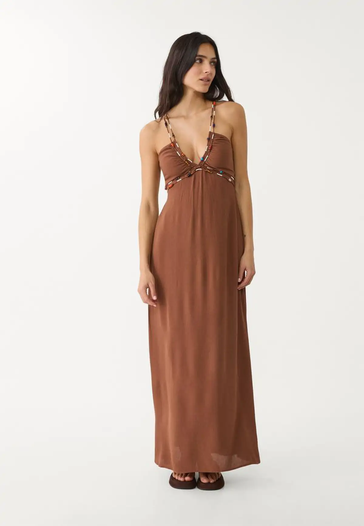 Vestido largo con abalorios