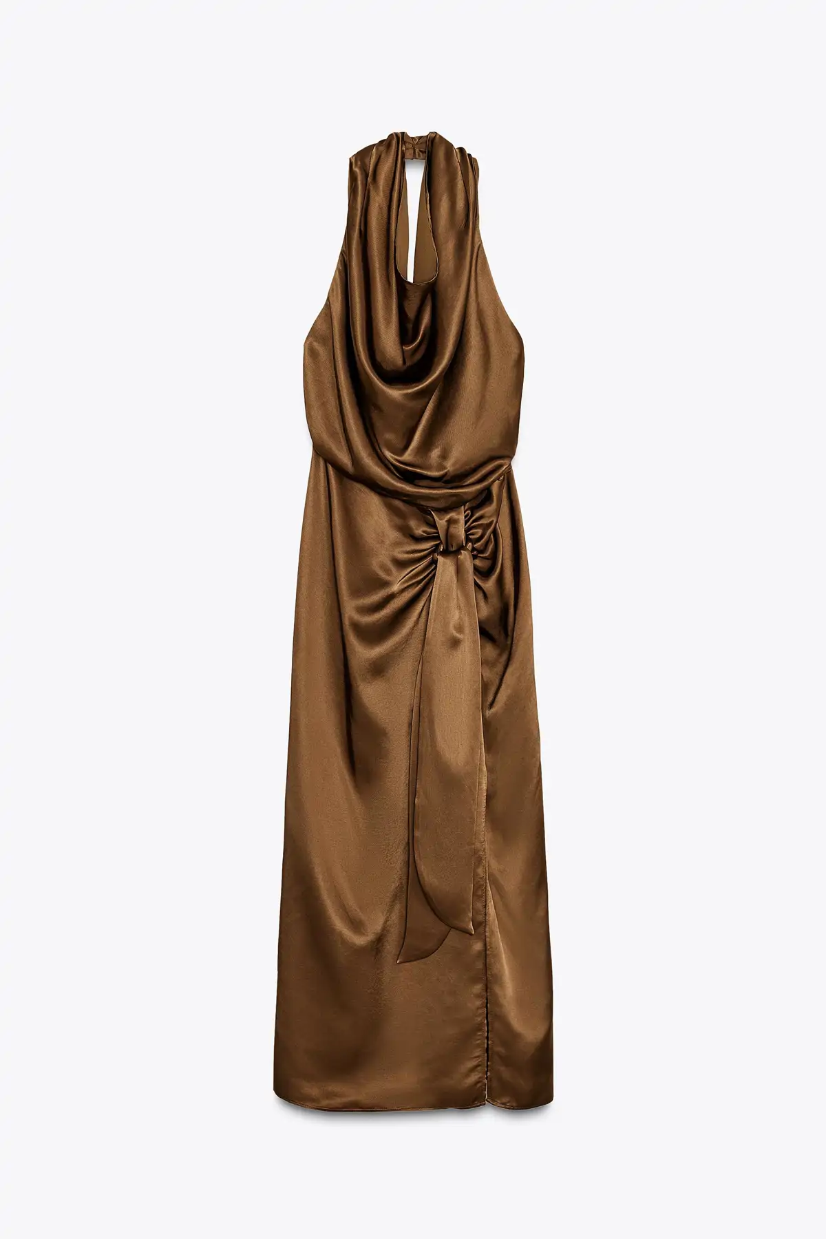 VESTIDO SATEN ZARA VERANO MIDI HALTER SATINADO