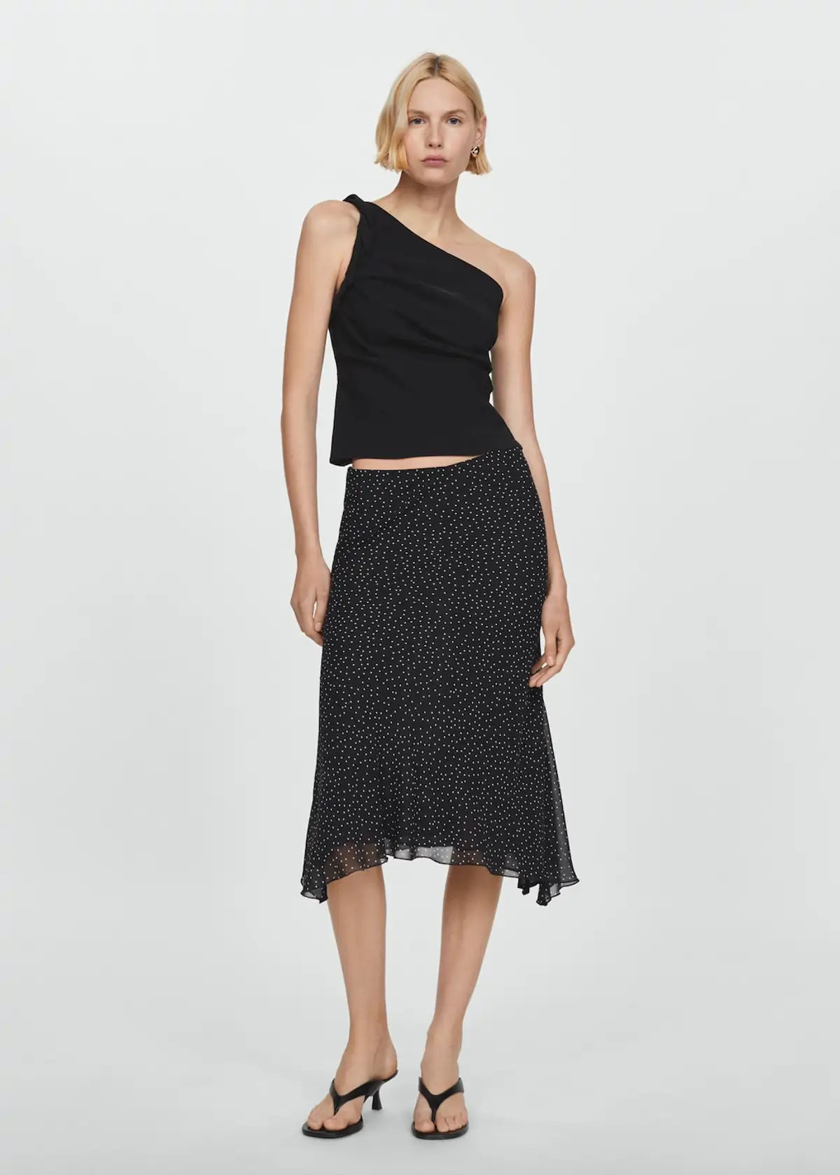 Falda midi lunares