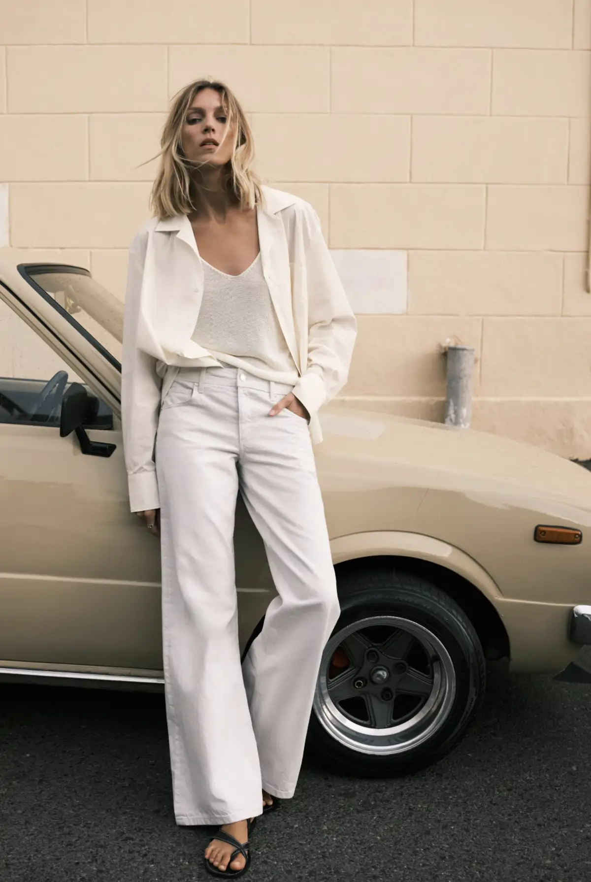 pantalones blancos zara
