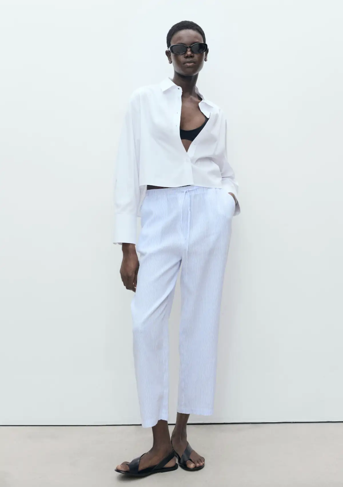 Pantalón de lino celeste