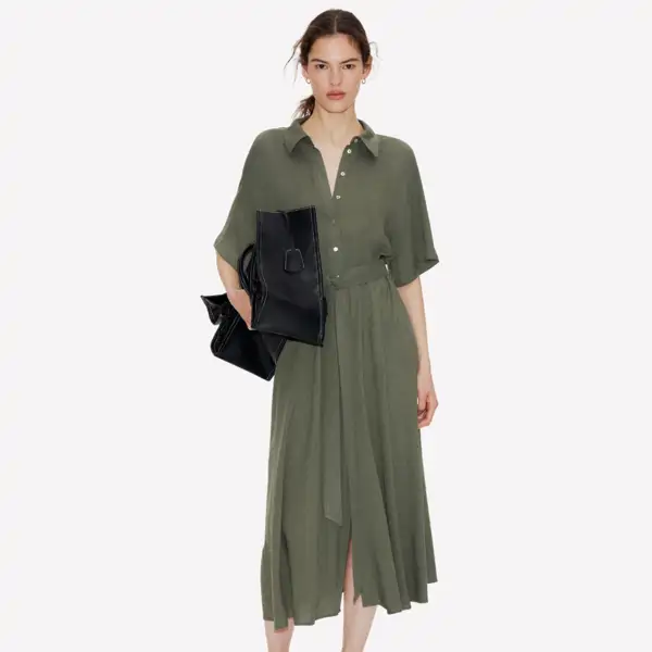 Vestido camisero verde caqui