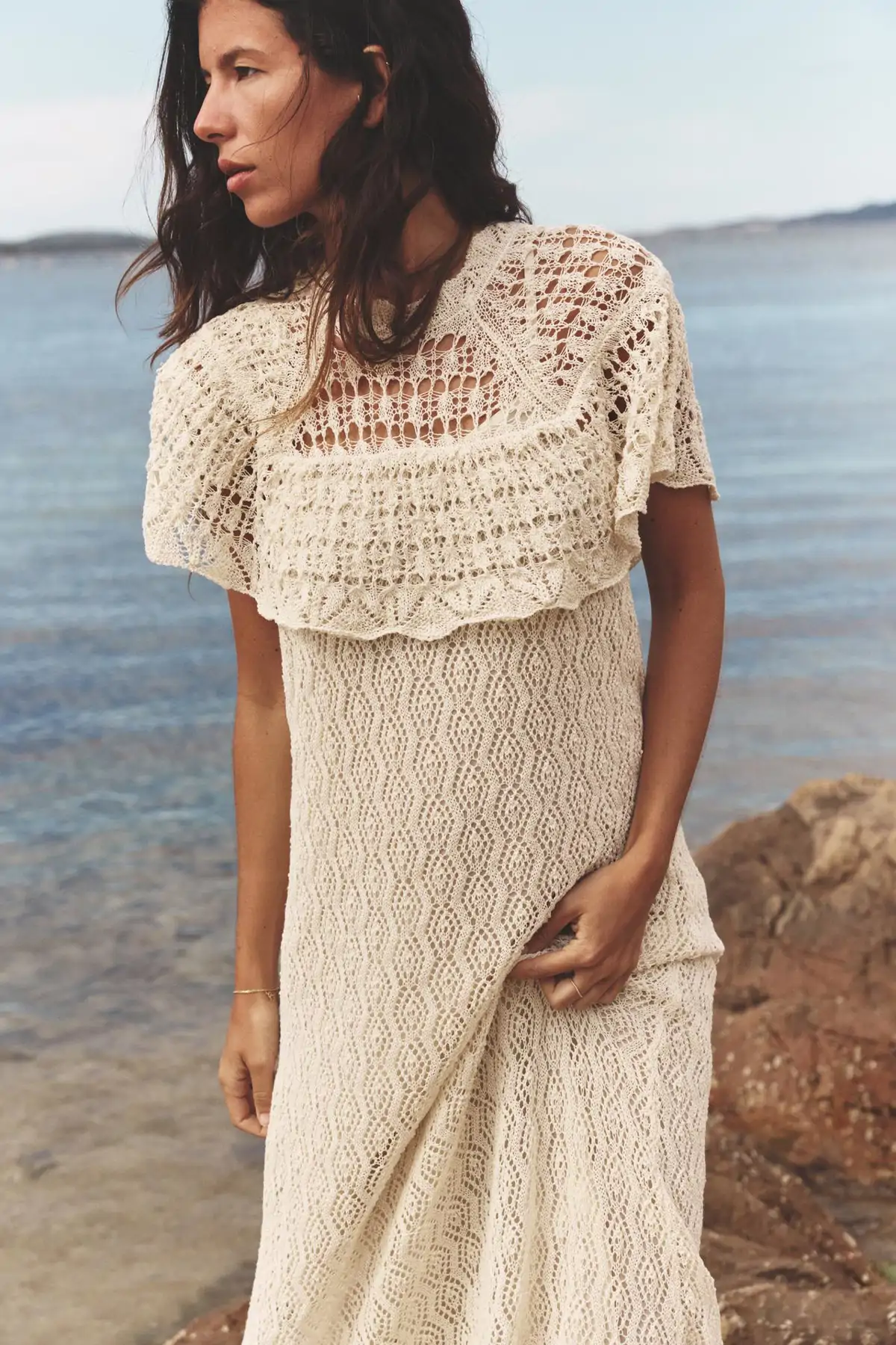 Vestido de crochet.